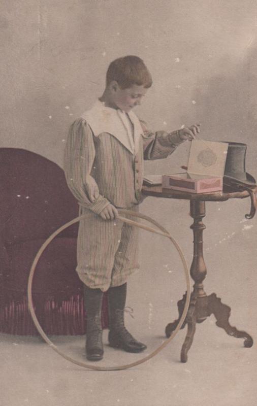 Circus Hoop Boy Daredevil Stunt Boy Fashion Costume Antique French Postcard