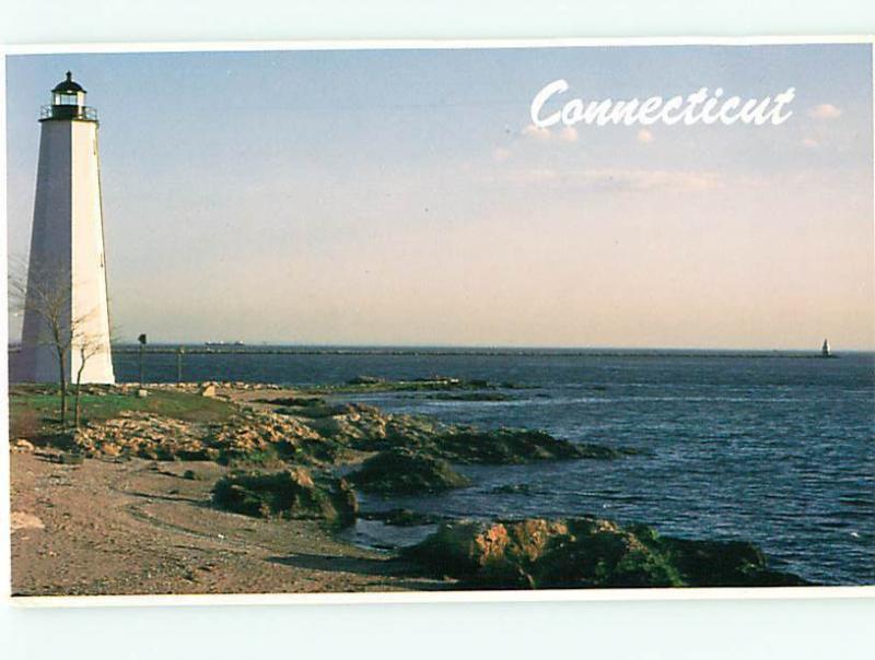 Vintage Postcard Lighthouse in New Haven Connecticut Long Island Sound  # 917