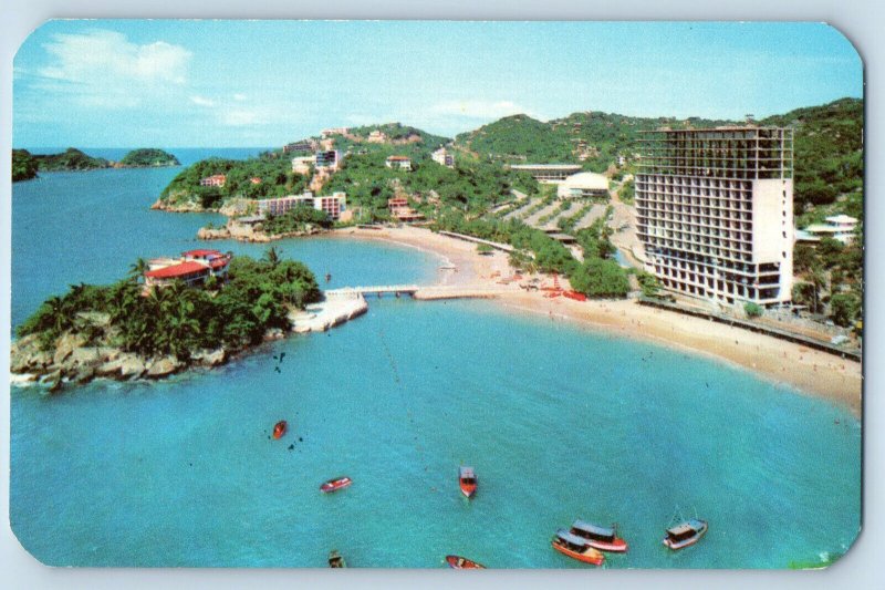 Acapulco Mexico Postcard Panoramic View of Caleta and Caletilla Beaches c1950's