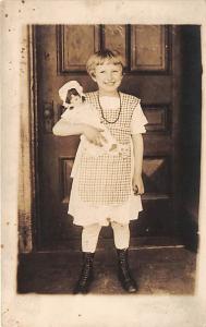 Girl with a doll Child, People Photo Unused yellowing spots from age