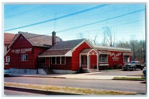 c1960's Log Cabin Restaurant Exterior Bridgeport Connecticut CT Cars Postcard