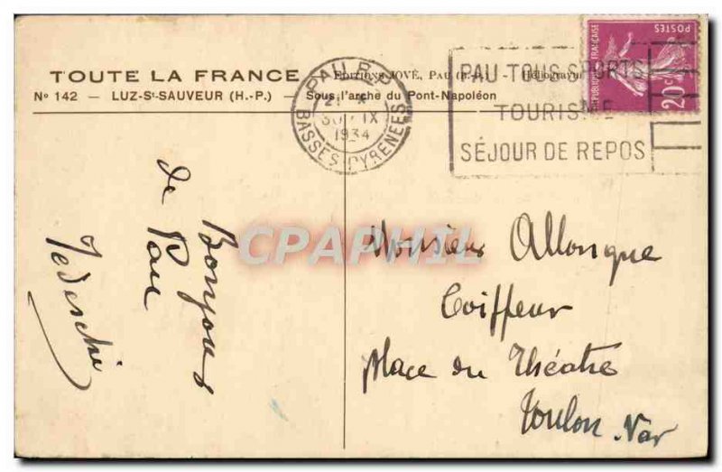 Old Postcard Luz Saint Sauveur Under & # 39arche du Pont Napoleon