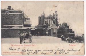 London; The Observatory, Greenwich Park PPC, BY Stengel, 1903 |Duplex PMK