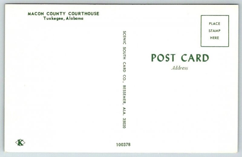 Tuckegee  Alabama   Macon County Courthouse   Postcard
