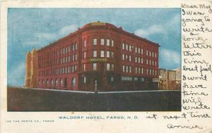 Fargo North Dakota 1908 Waldorf Hotel Porte undivided postcard 6895