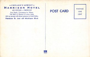 Chicago Illinois 1940s Map Postcard Harrison Hotel