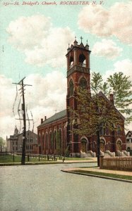 Vintage Postcard 1909 St. Bridget Church Historical Building Rochester New York