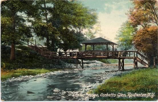 Rustic Bridge Allens Creek at Corbetts Glen - Rochester, New York - pm 1909 - DB