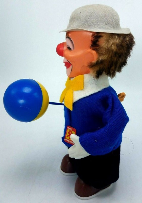 Vintage Carl Originale Vento Up Giocattolo Clown W Scatola