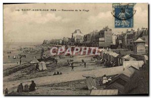 Old Postcard Saint Aubin sur Mer Panorama of the Beach