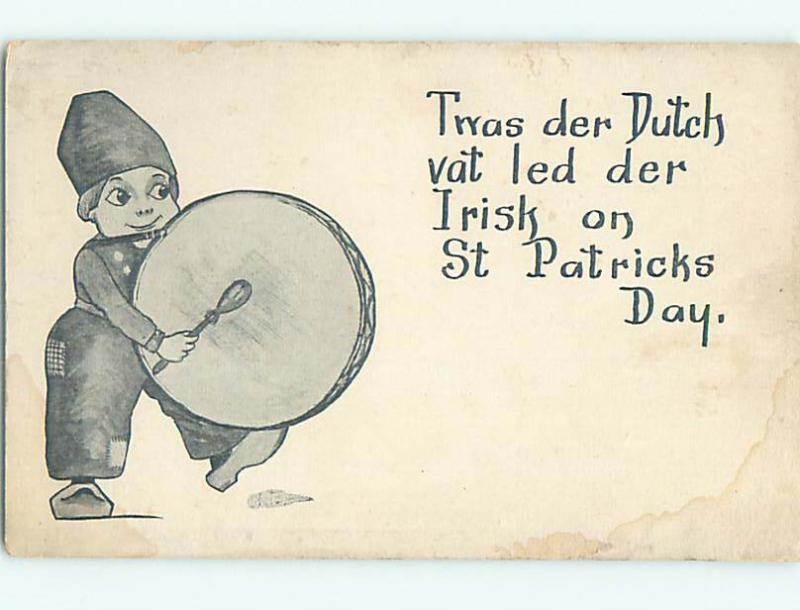 Stained Divided-Back st. patrick DUTCH BOY WITH DRUM LED THE IRISH o5021