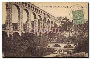 Old Postcard Environs of Aix en Provence Roquefavour Three Bridges