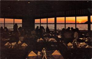 Tampa Florida~Seabreeze Restaurant On The Bay~People in Dining Room~Sunset~60s