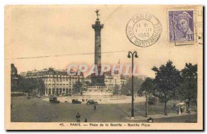 Old Postcard Paris Bastille Square