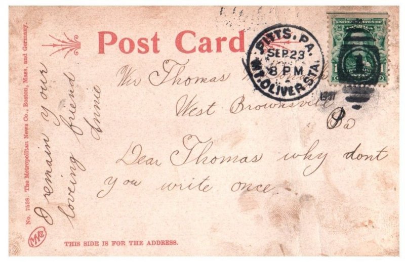 High School Springfield Massachusetts Postcard Posted 1937