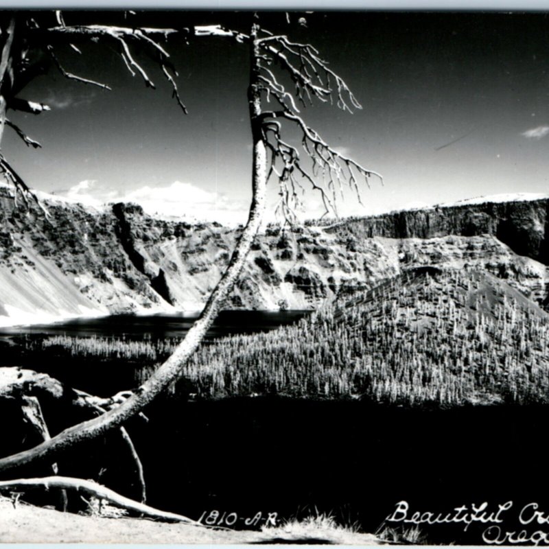 c1950s Oregon Klamath Co Crater Lake RPPC Volcanic Real Photo Wizard Island A130