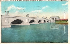 1933 Arlington Memorial Bridge Monument Washington D.C. BSR Vintage Postcard