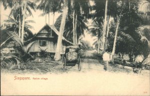 Singapore Native Village c1910 Vintage Postcard