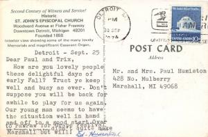 Detroit Michigan~St John's Episcopal Church Sanctuary~1974 Postcard