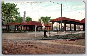 Central Railroad of New Jersey Station Depot Cranford NJ 1909 DB Postcard D15