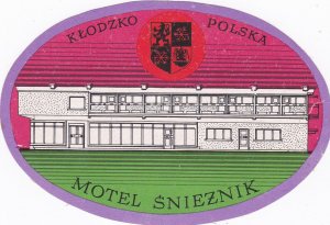 Poland Klodzko Motel Sniezni Vintage Luggage Label sk2868