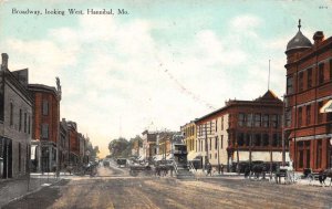 Hannibal Missouri Broadway, Looking W., Color Lithograph Vintage Postcard U6859