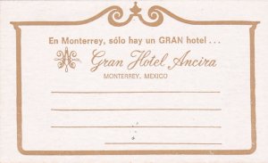 Mexico Monterrey Gran Hotel Ancira Vinatage Luggage Label sk3571