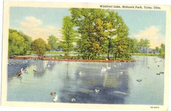 Wildfowl Lake, Mohawk Park, Tulsa, Oklahoma, OK, Linen