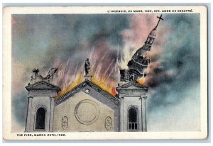 1922 L'Incendie Fire Ste. Anne De Beaupre Quebec Canada Antique Postcard 