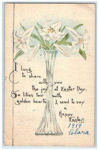 1919 Easter White Lilies Flowers Vase Perry Oklahoma OK Posted Antique Postcard