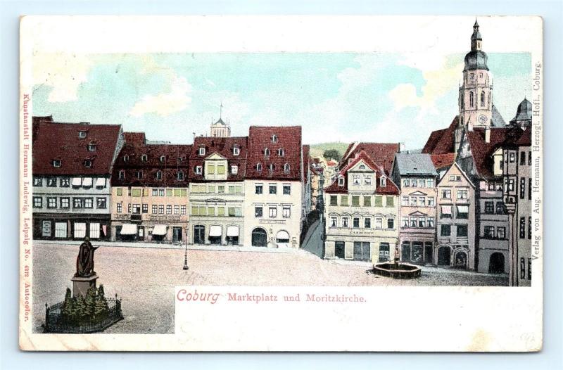 Postcard Germany Coburg Marktplatz und Moritzkirche 1903 J13