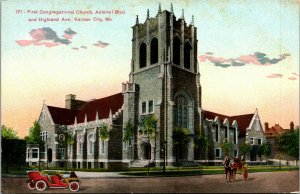 Vtg 1910s First Congregational Church Admiral Blvd Kansas City Missouri Postcard