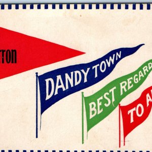 1914 Barron, WI Pennant Flag Welcome Greeting Postcard Dandy Town Wis Banner A73