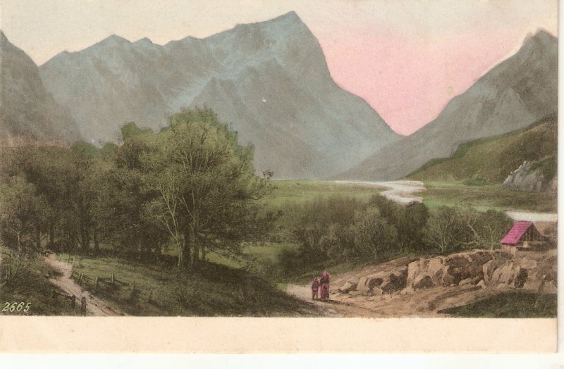 Mountain Landscape Old vintage antique French postcard