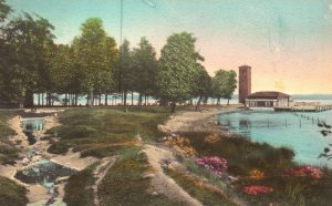 Vintage Postcard 1940's Model Of Palestine Miller Park Bell Tower Chautauqua NY