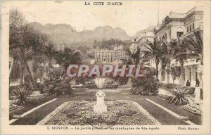 Old Postcard The French Riviera Menton The Public Garden and the mountains of...