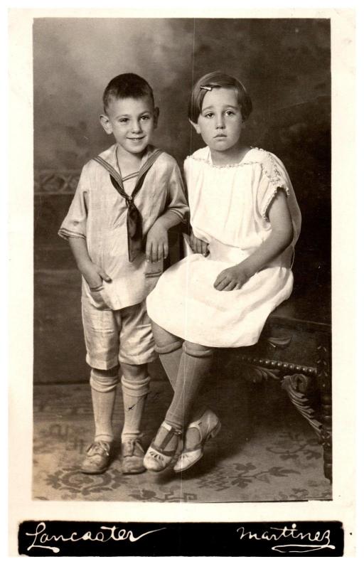 Brother and Sister pose 1920s RPPC C9