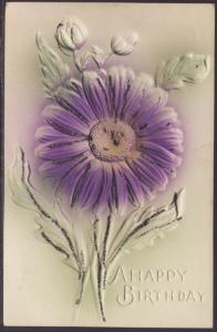 Happy Birthday,Flower,Embossed Postcard