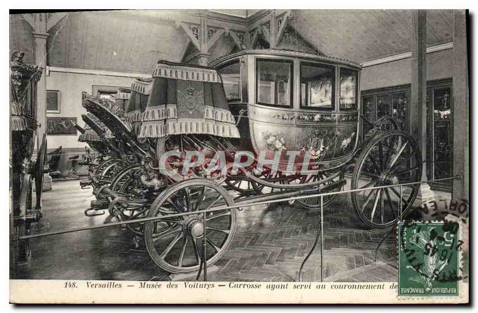 Old Postcard Versailles Carriage Museum of cars used in the coronation Europe France Ile