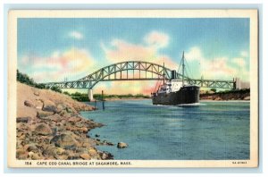 1936 Cape Cod Canal Bridge At Sagamore Ship Massachusetts MA Vintage Postcard 