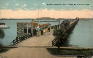 St. Augustine Florida FL South Beach Bridge Train Trolley c1910 Vintage Postcard