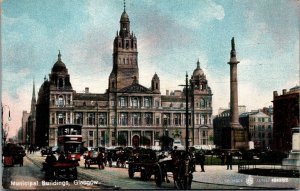 Vtg Glasgow Scotland Municipal Buildings Street View 1910s Postcard