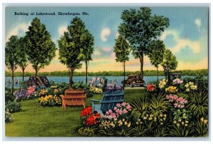 Bathing At Lakewood Skowhegan Maine ME, Cars Trees Garden Park Scene Postcard 