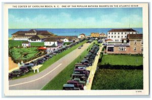 c1940 Birds Eye View Classic Cars Center Carolina Beach North Carolina Postcard