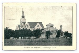 College Of Emporia At Emporia Kan. Kansas c1909 Postcard