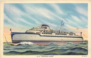 Postcard 1940s Virginia Chesapeake Bay Ferry Boat SS Princess Anne TR24-3529