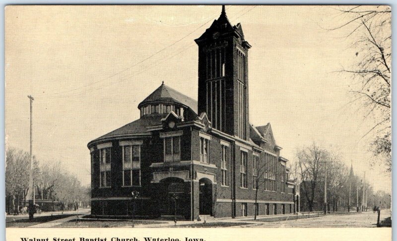 c1910s Waterloo, IA Walnut St. Baptist Church Chapel Unposted Litho Postcard A61