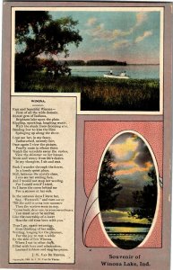 Scenic, Poem Souvenir Winona Lake IN c1911 Vintage Postcard R15