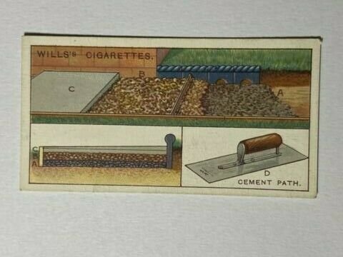 CIGARETTE CARD - WILLS HOUSEHOLD HINTS #31 CEMENT PATH    (UU42)