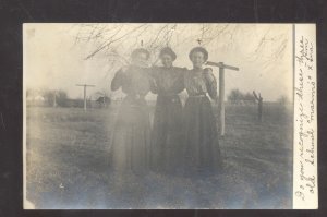 RPPC JACKSONVILLE MISSOURI THREE OLD SCHOOL MARMS REAL PHOTO POSTCARD